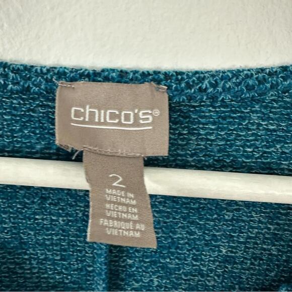 Chico's V-Neck Pullover Teal Sweater Women's Size 2L ... - Picture 3 of 5